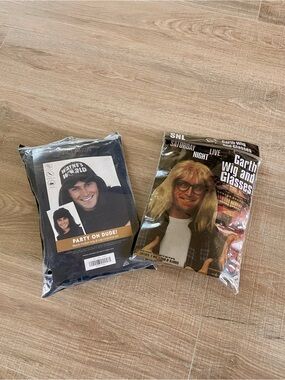 Wayne's World Party On Dude Wig + Garth Wig and Glasses Set